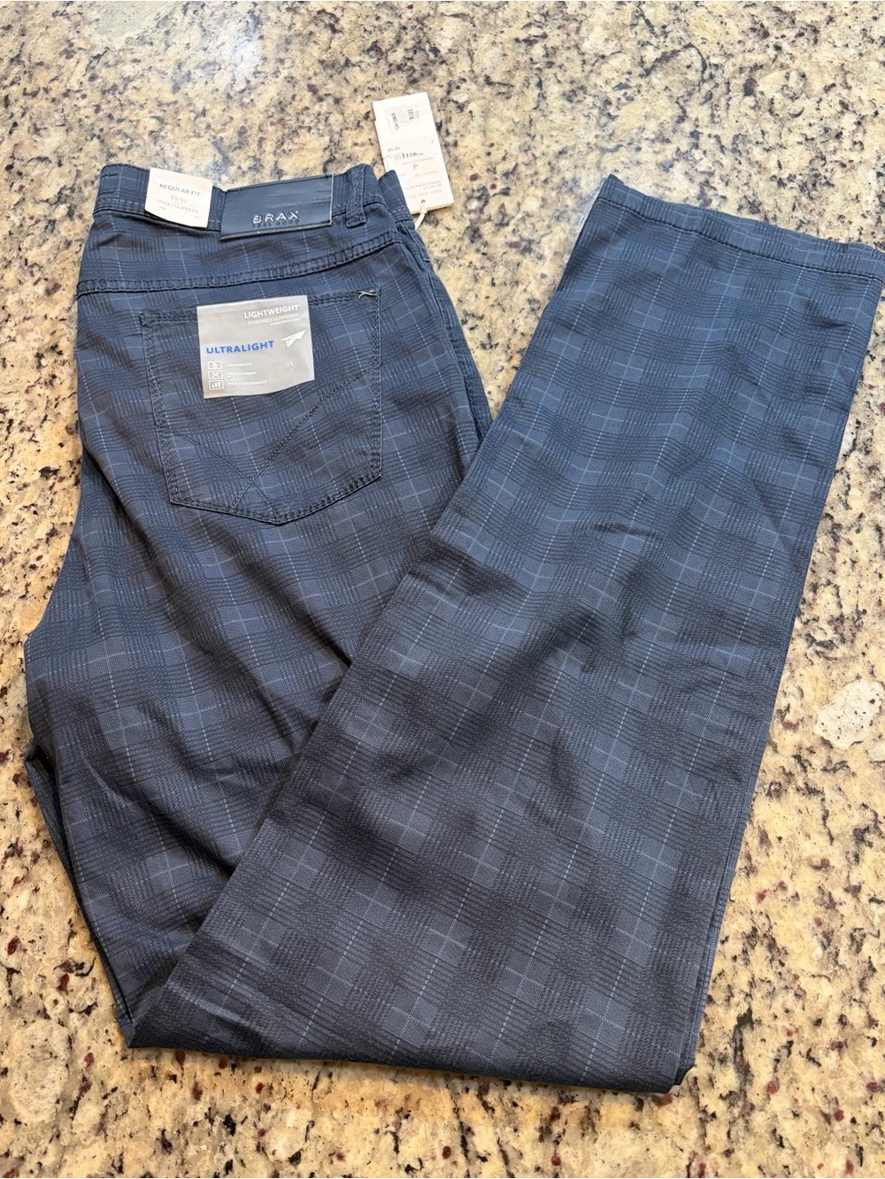 BRAX Men’s Ultralight Plaid Chinos - Navy
